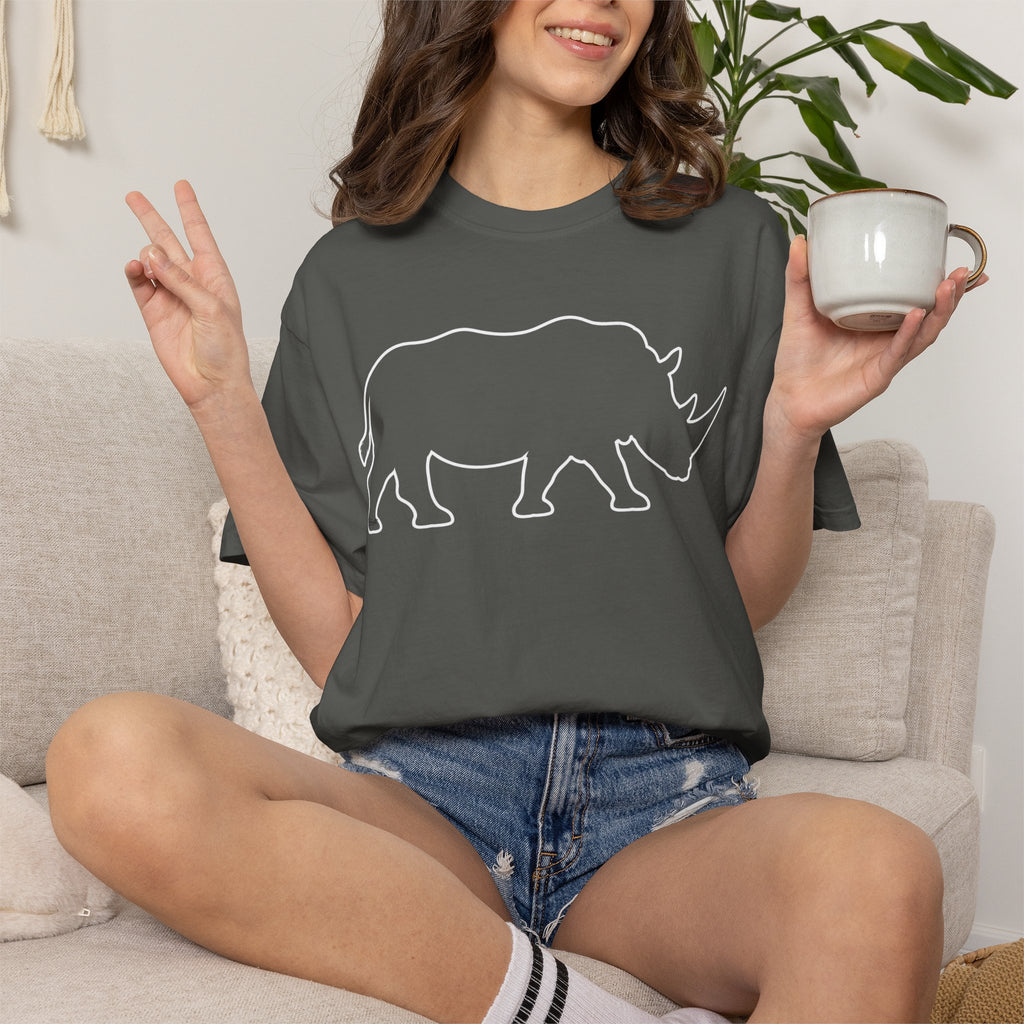 Rhino Outline T-Shirt — Minimal Wildlife Graphic Tee