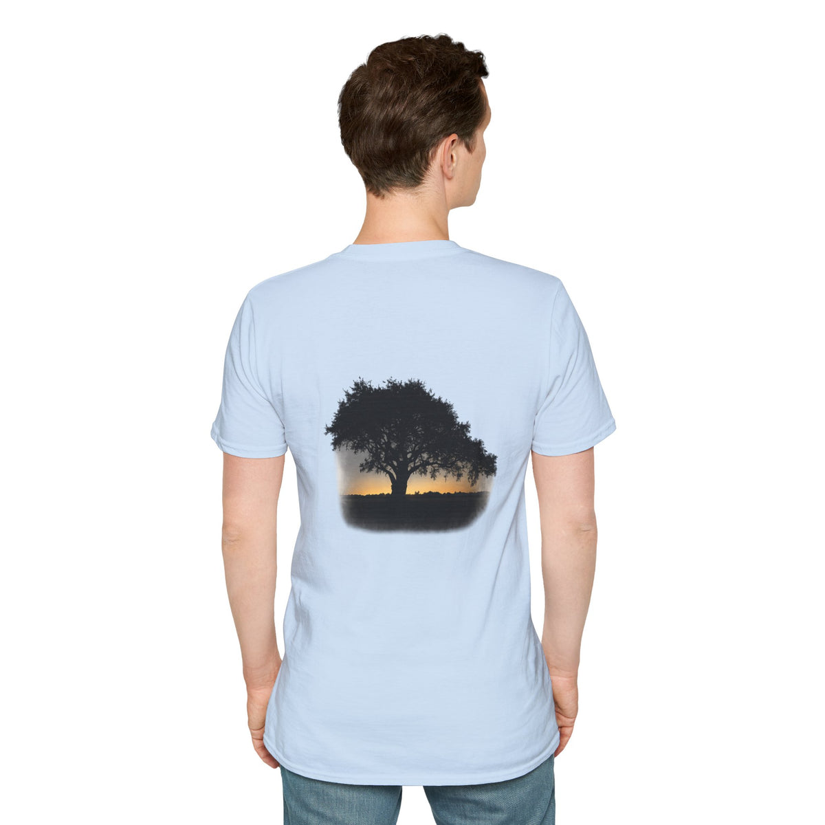Tree of Clues Sunset T-Shirt — Silhouette Nature Graphic Tee