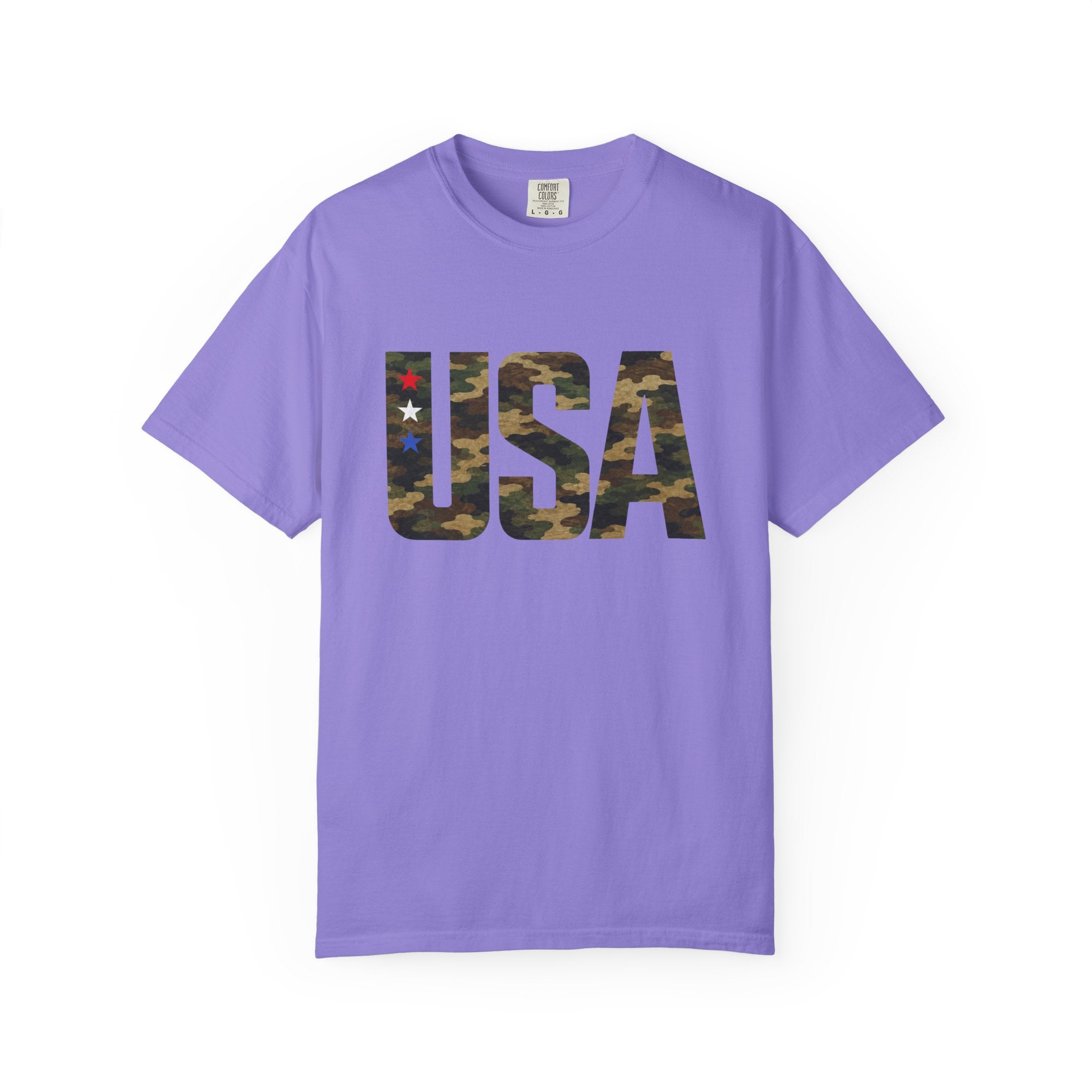 USA Camo Graphic T‑Shirt — Patriotic Military Style Tee