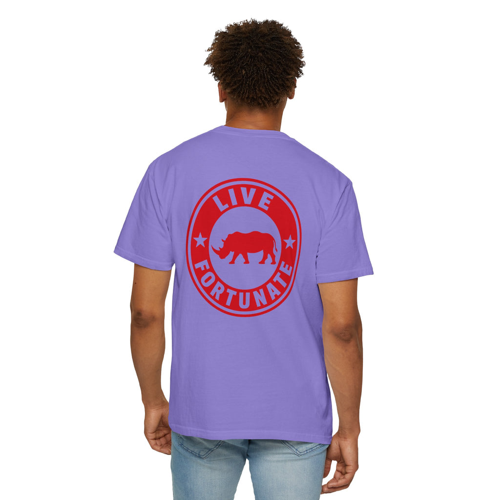 Live Fortunate Rhino T-Shirt — Red Rhino Logo Tee