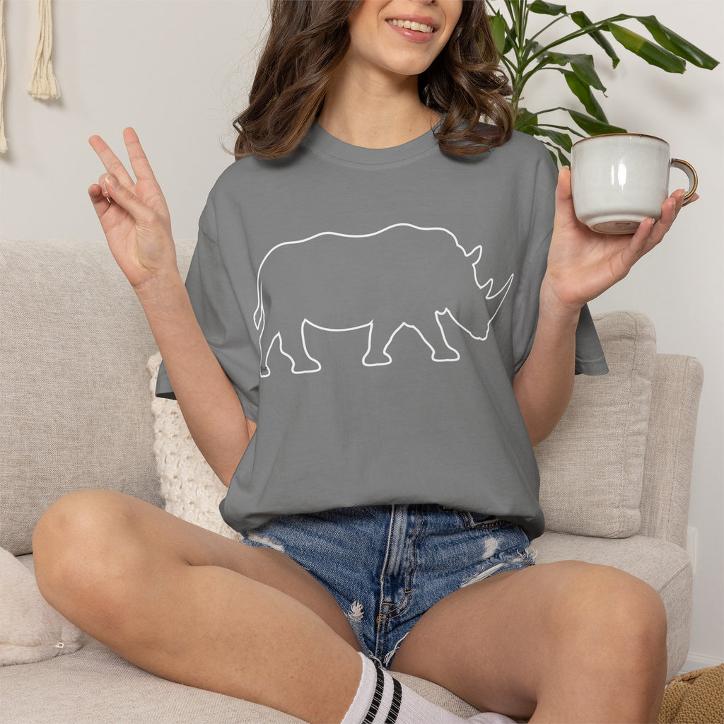 Rhino Outline T-Shirt — Minimal Wildlife Graphic Tee