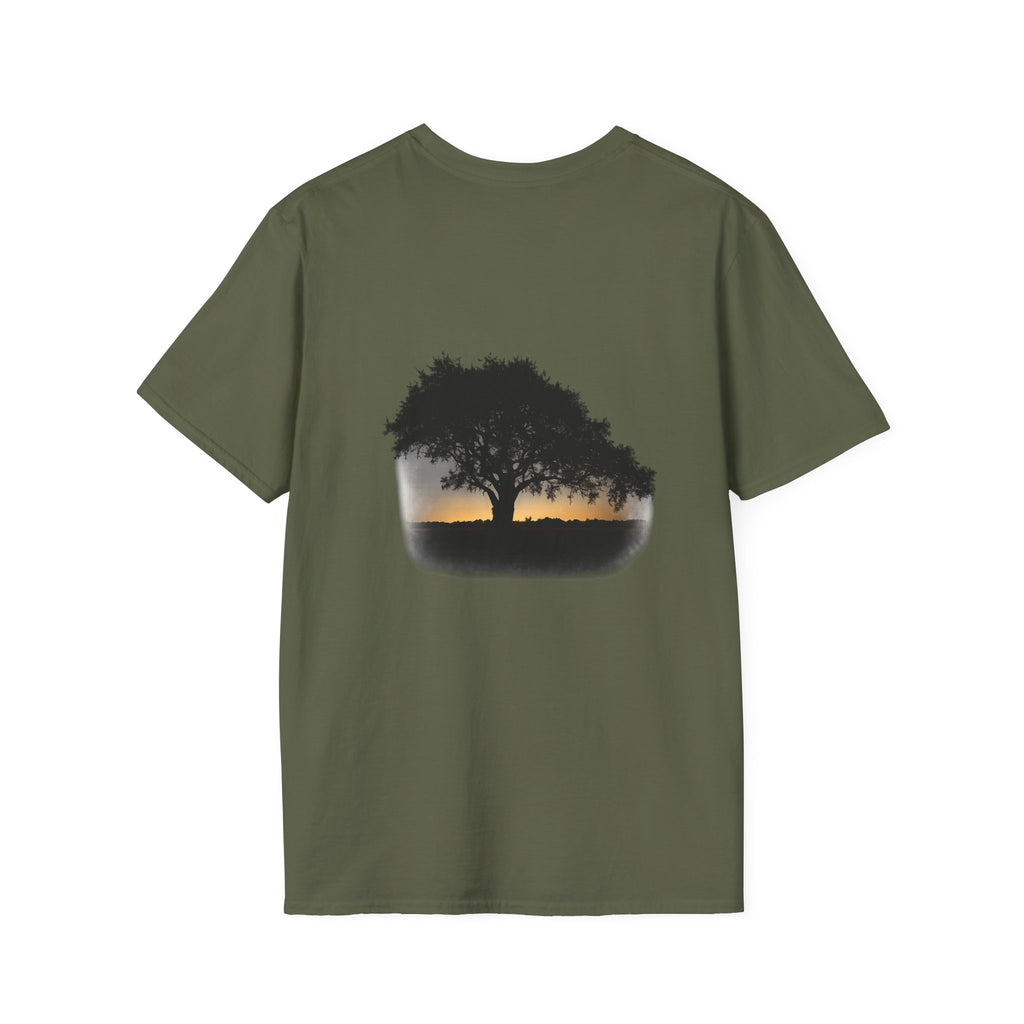 Tree of Clues Sunset T-Shirt — Silhouette Nature Graphic Tee