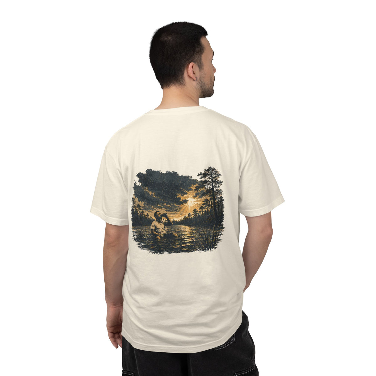 Sunset Vintage T-Shirt — Lake Scene