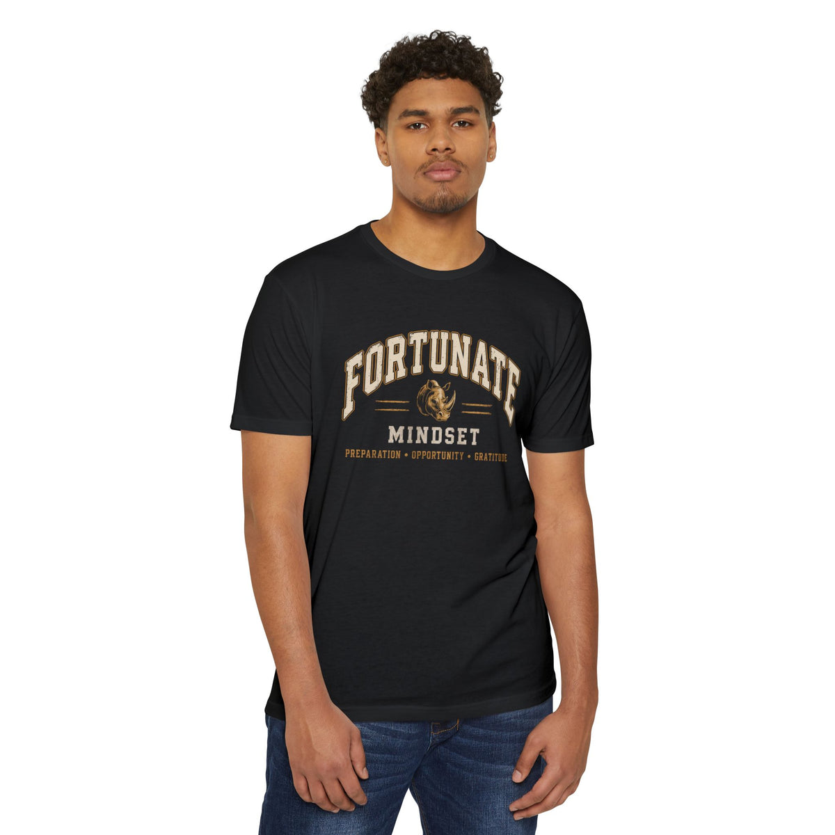 Fortunate Mindset Men’s Vintage Rhino Graphic T-Shirt | Live Fortunate