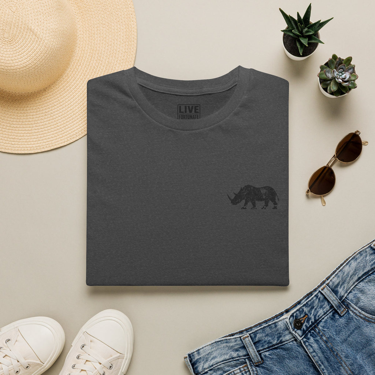 Fortunate AF Rhino Graphic T-shirt Black