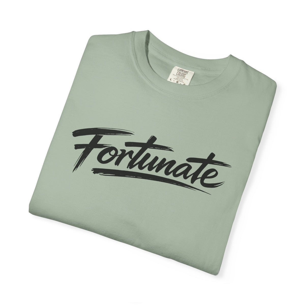 Fortunate Script T-Shirt — Casual Graphic Tee with 'Fortunate' Handwritten Logo