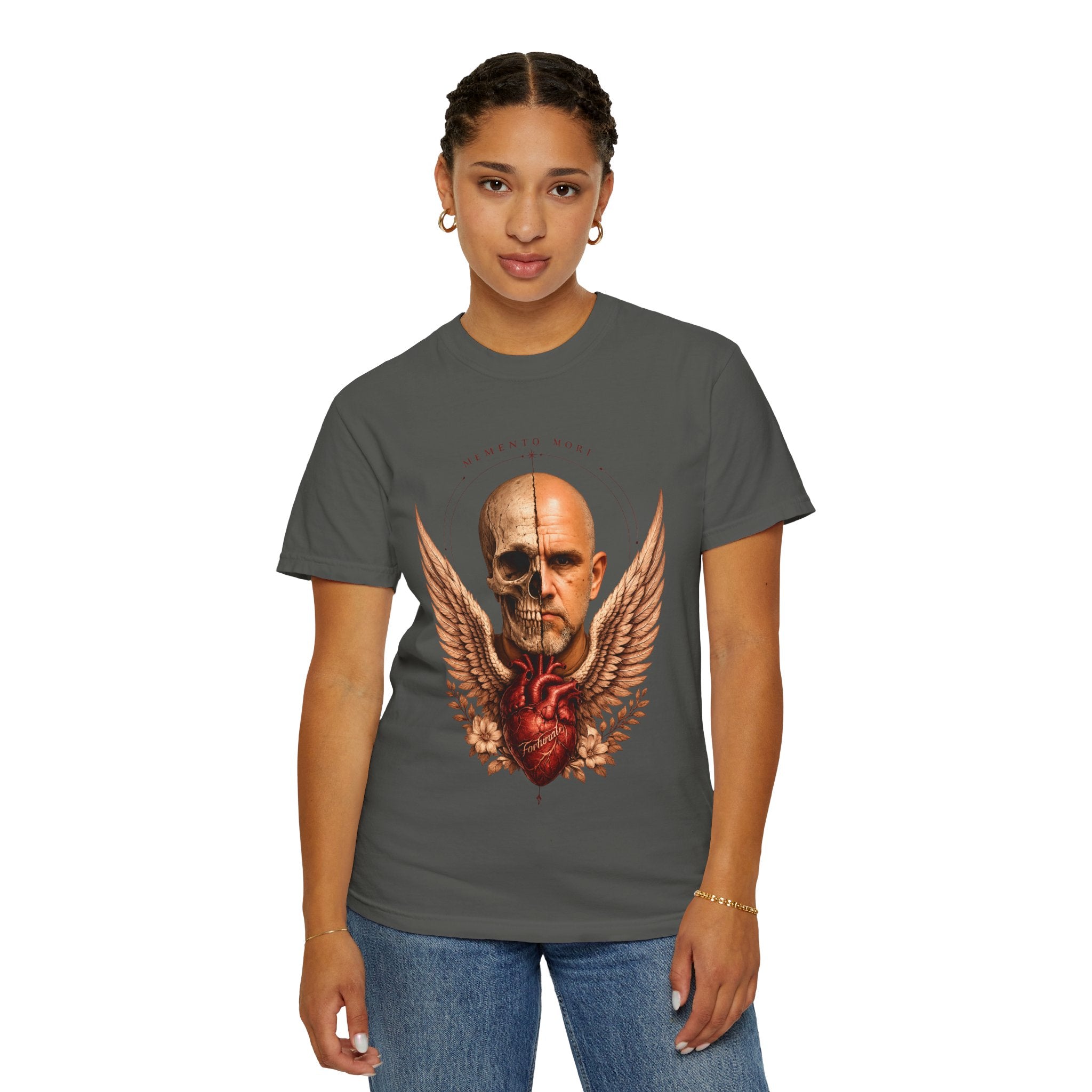 Memento Mori  — Anatomical Heart & Half Skull Graphic Tee
