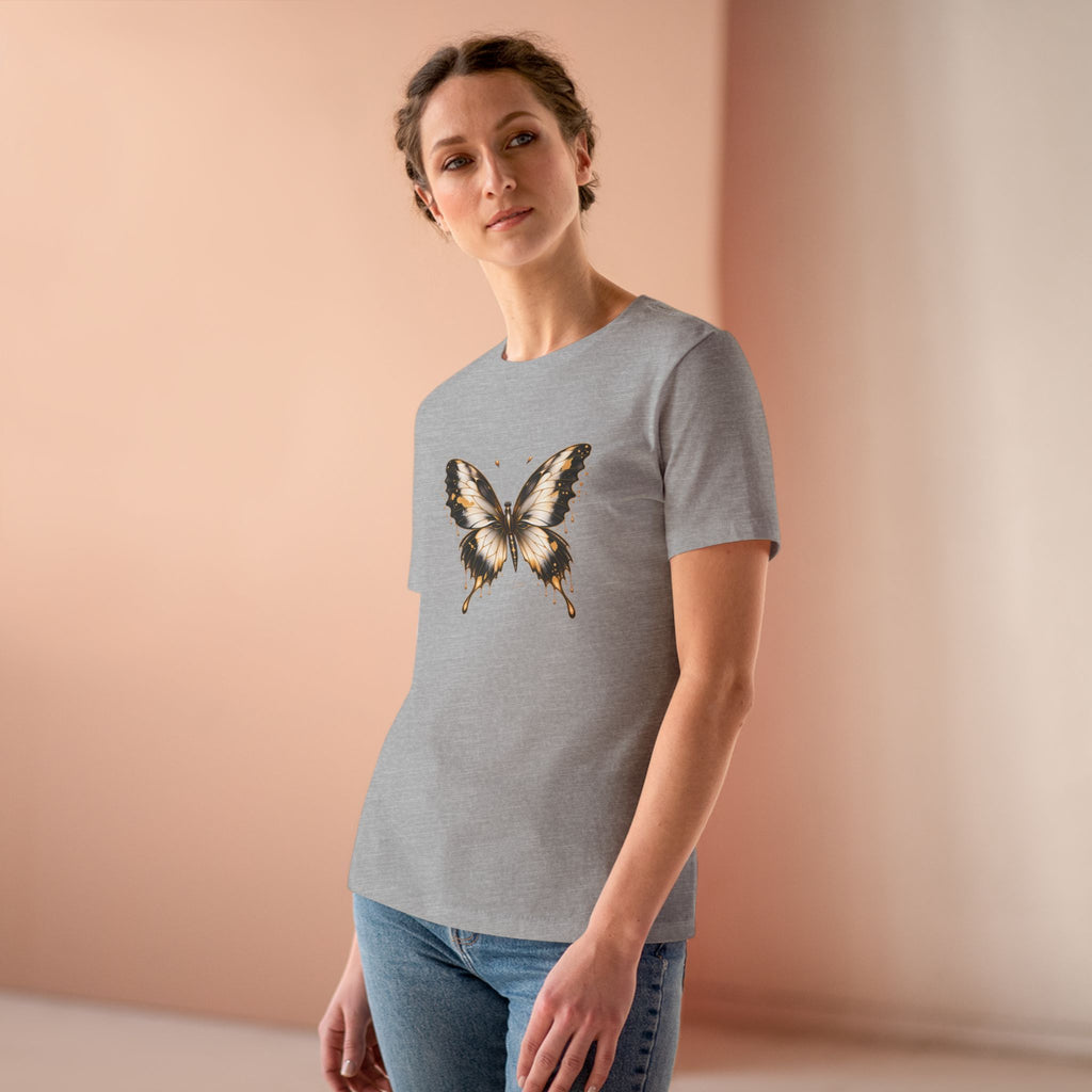 Butterfly Graphic Tee — Black/Antique White/Gold butterfly