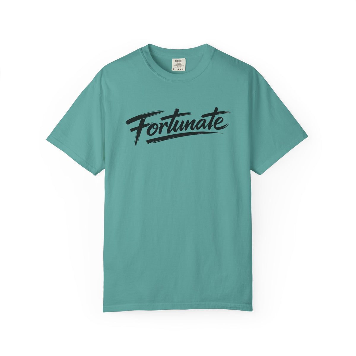 Fortunate Script T-Shirt — Casual Graphic Tee with 'Fortunate' Handwritten Logo