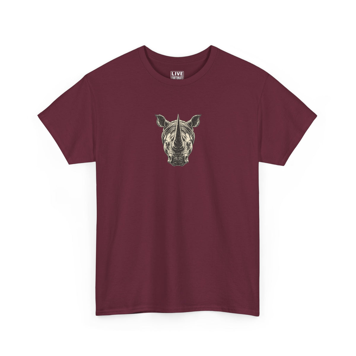 Rhino Mindset Men’s Front & Back Graphic T-Shirt | Live Fortunate