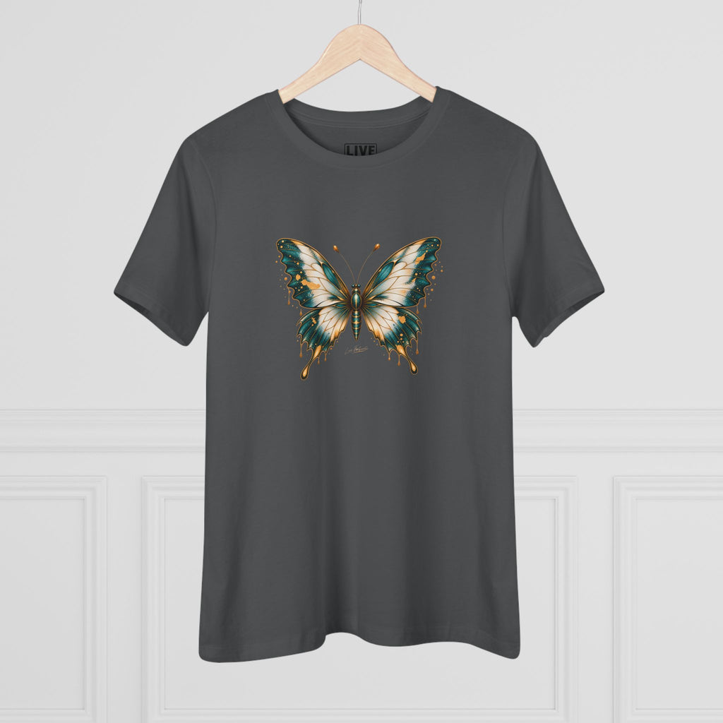 Butterfly Graphic Tee — Teal & Gold Vintage Butterfly Women's T-Shirt