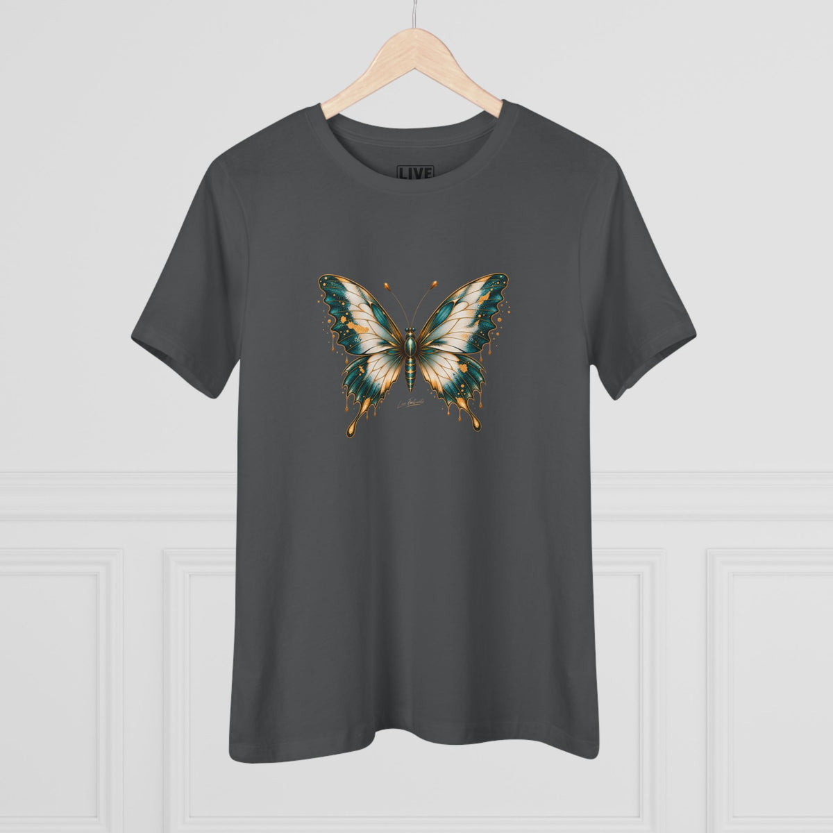 Butterfly Graphic Tee — Teal & Gold Vintage Butterfly Women's T-Shirt