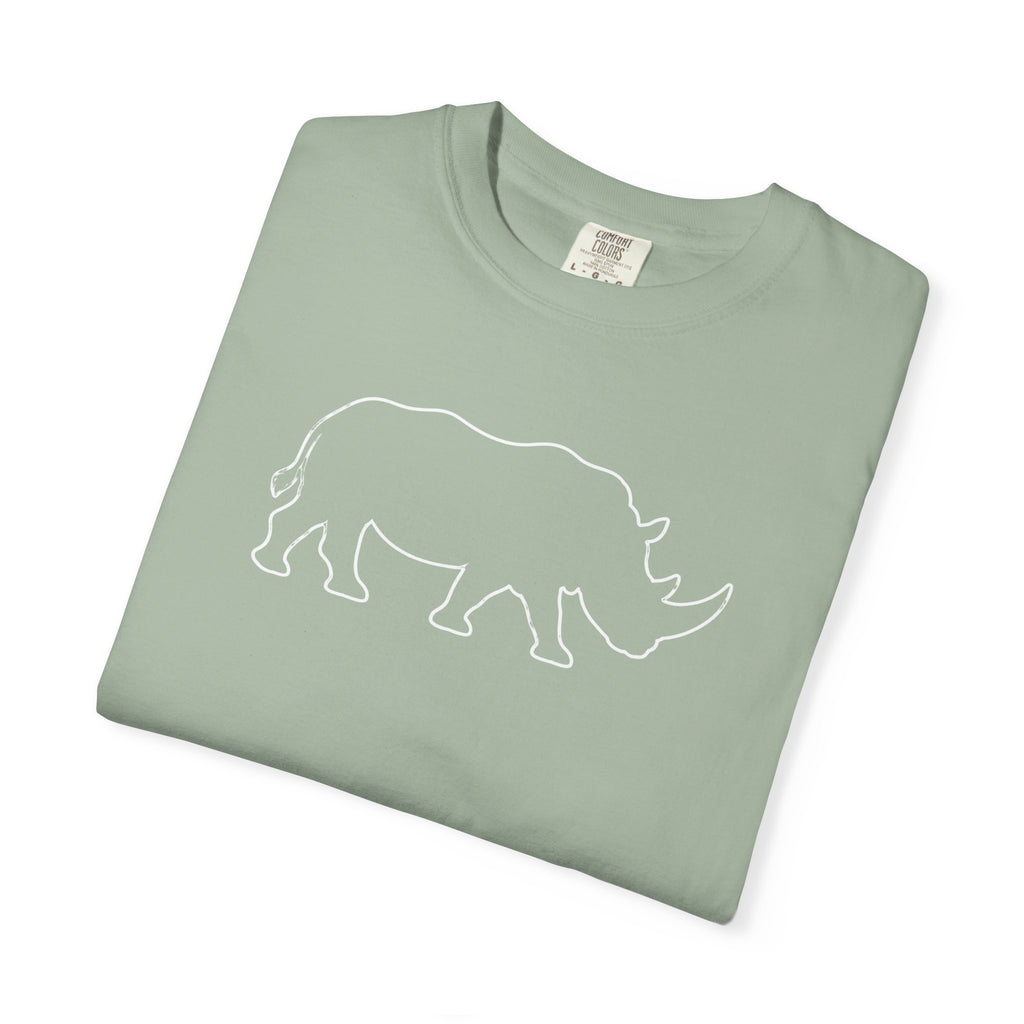 Rhino Outline T-Shirt — Minimal Wildlife Graphic Tee