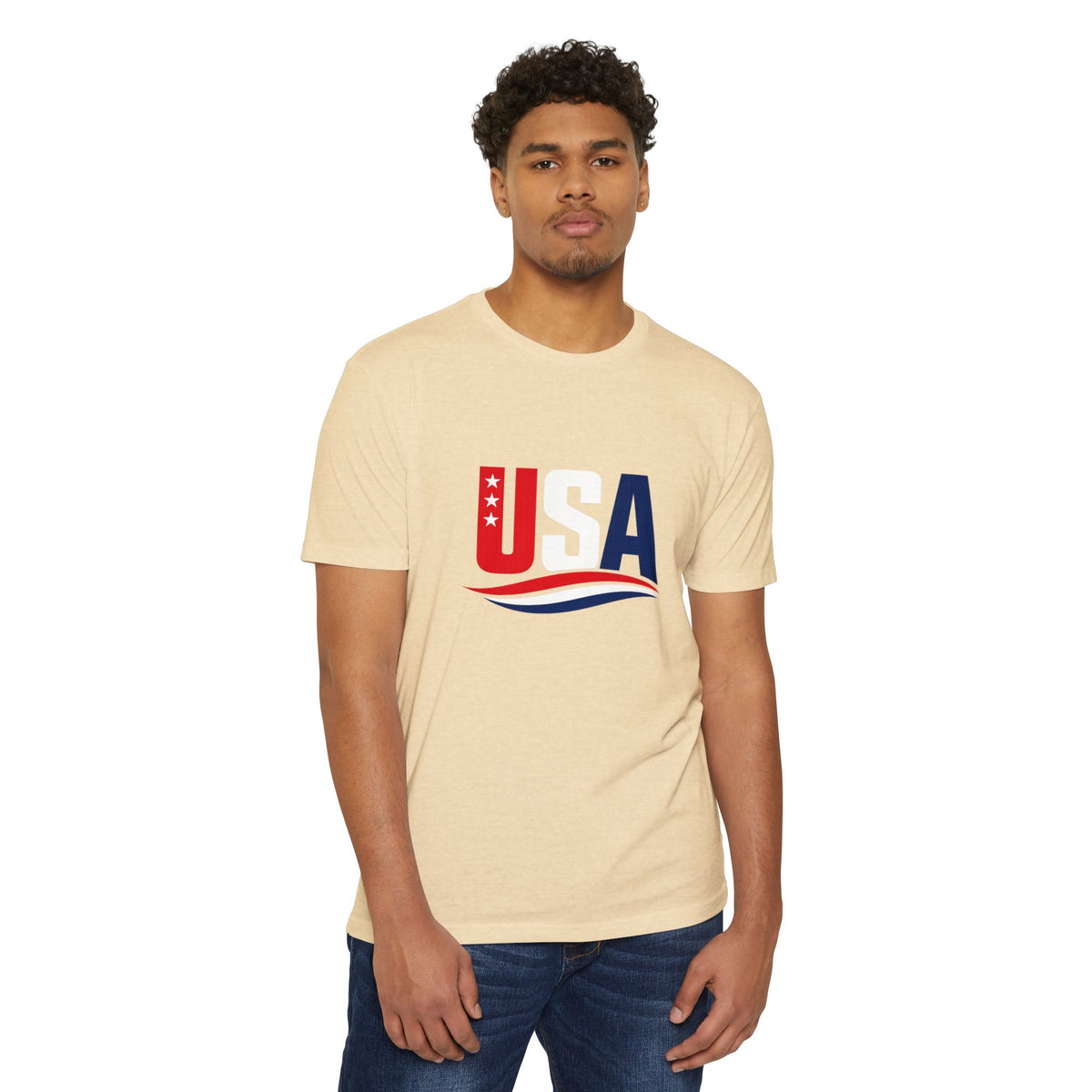 USA Flag Graphic T-Shirt — Patriotic Red White Blue Tee