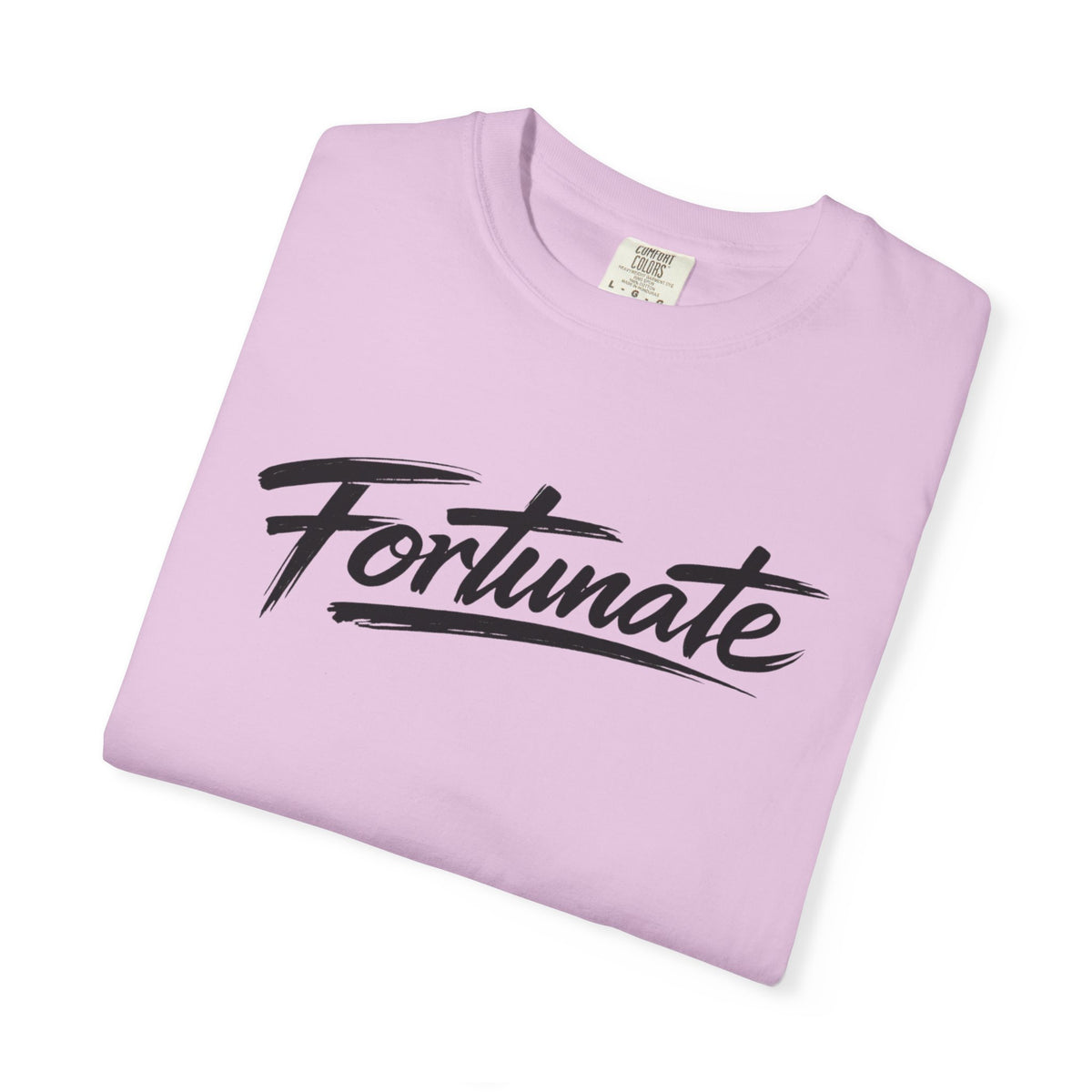 Fortunate Script T-Shirt — Casual Graphic Tee with 'Fortunate' Handwritten Logo