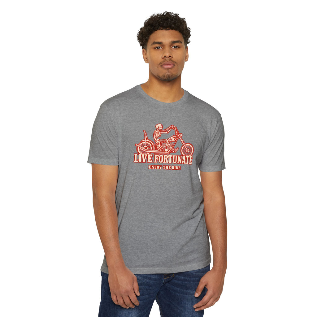 Live Fortunate Enjoy the Ride Skeleton Motorcycle Tee