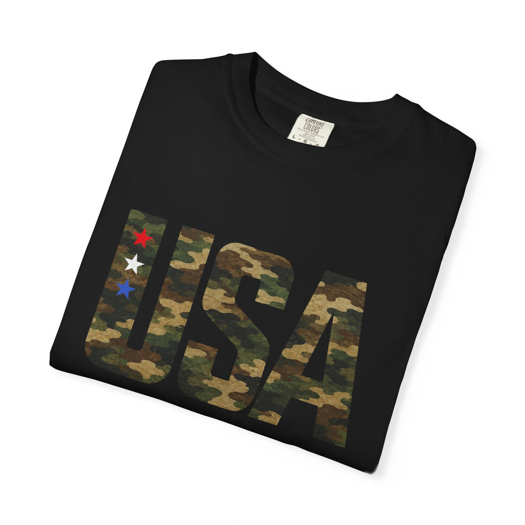 USA Camo Graphic T‑Shirt — Patriotic Military Style Tee