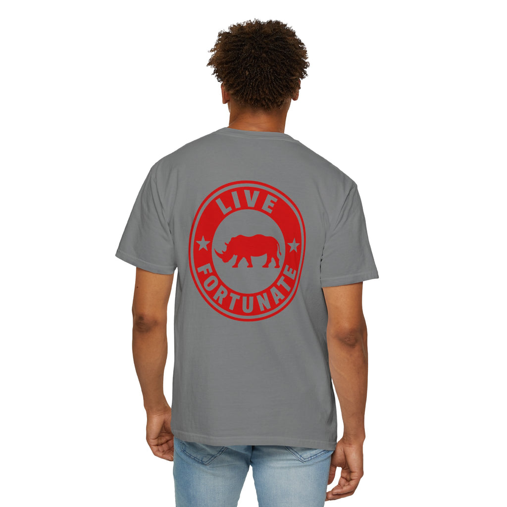 Live Fortunate Rhino T-Shirt — Red Rhino Logo Tee