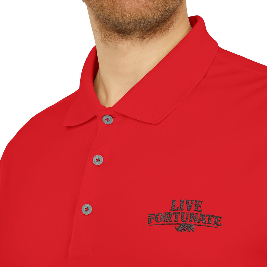 Live Fortunate Men’s Adidas Performance Polo – Embroidered Rhino Logo