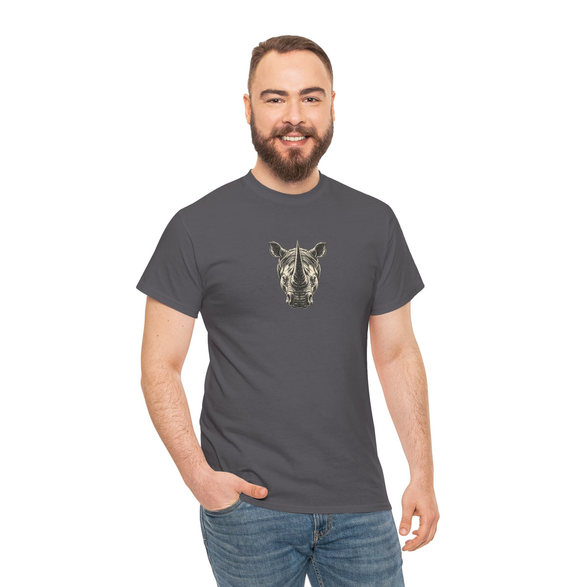 Rhino Mindset Men’s Front & Back Graphic T-Shirt | Live Fortunate