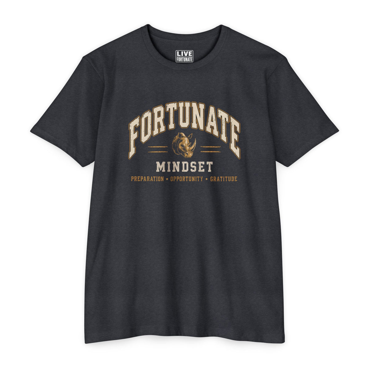 Fortunate Mindset Men’s Vintage Rhino Graphic T-Shirt | Live Fortunate