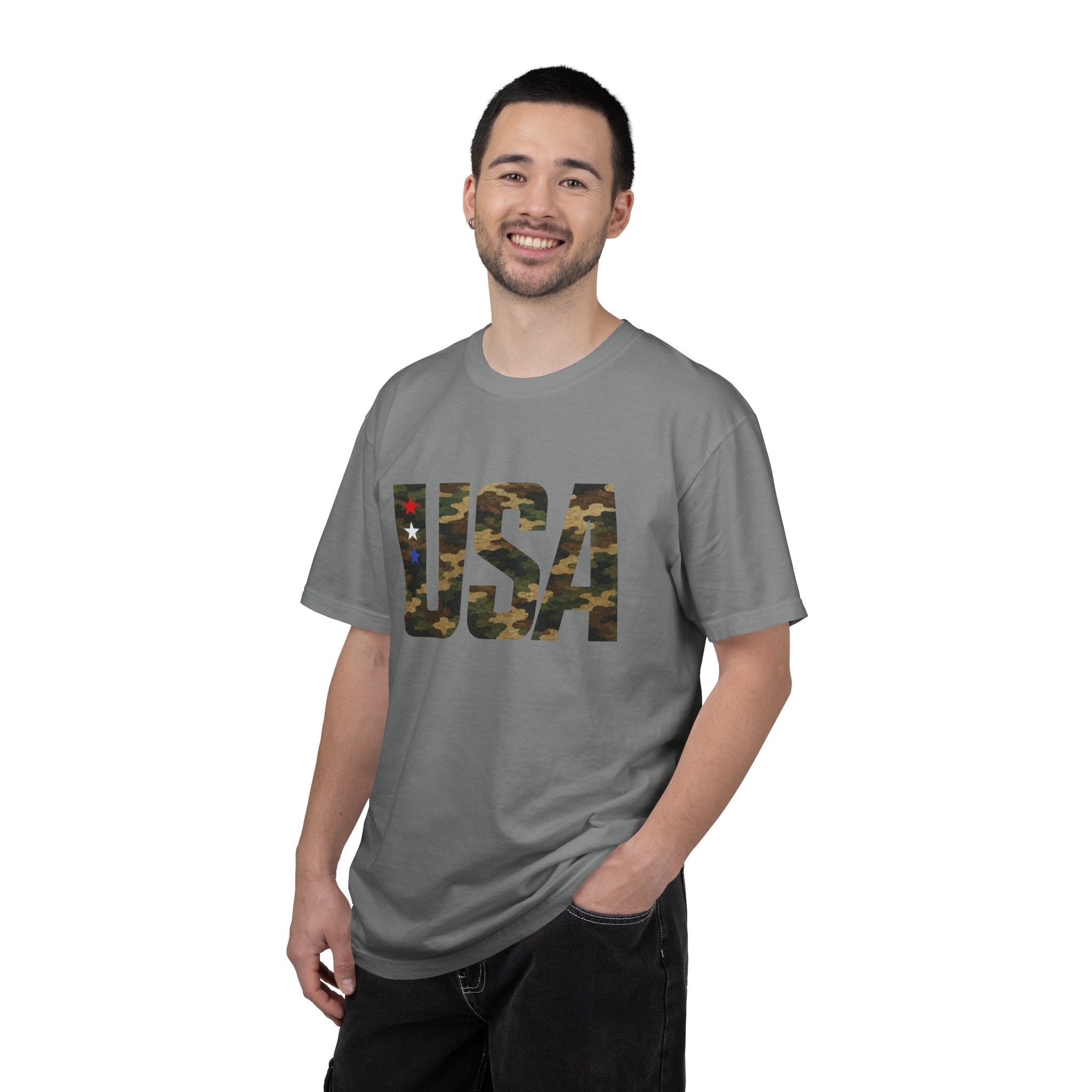 USA Camo Graphic T‑Shirt — Patriotic Military Style Tee
