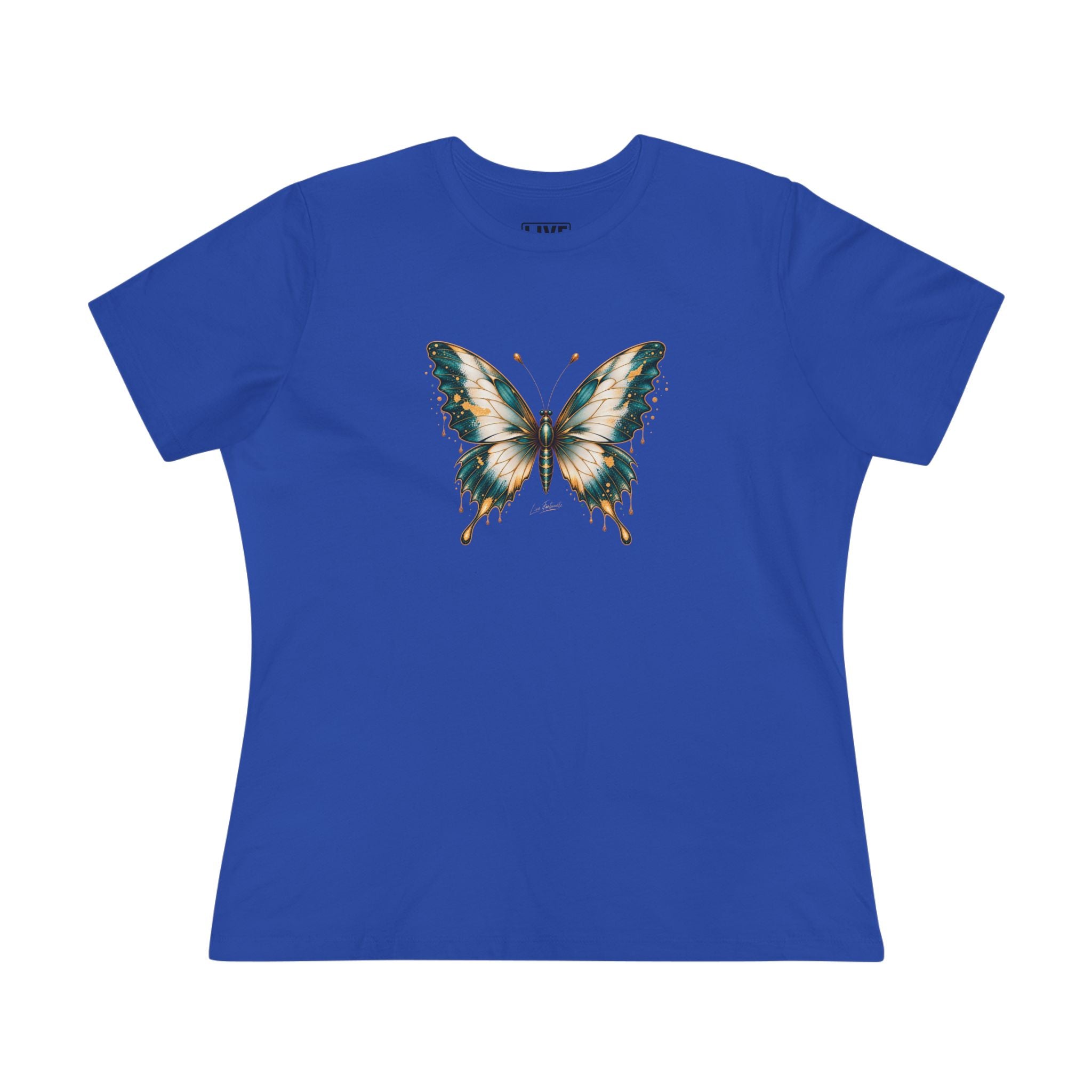 Butterfly Graphic Tee — Teal & Gold Vintage Butterfly Women's T-Shirt