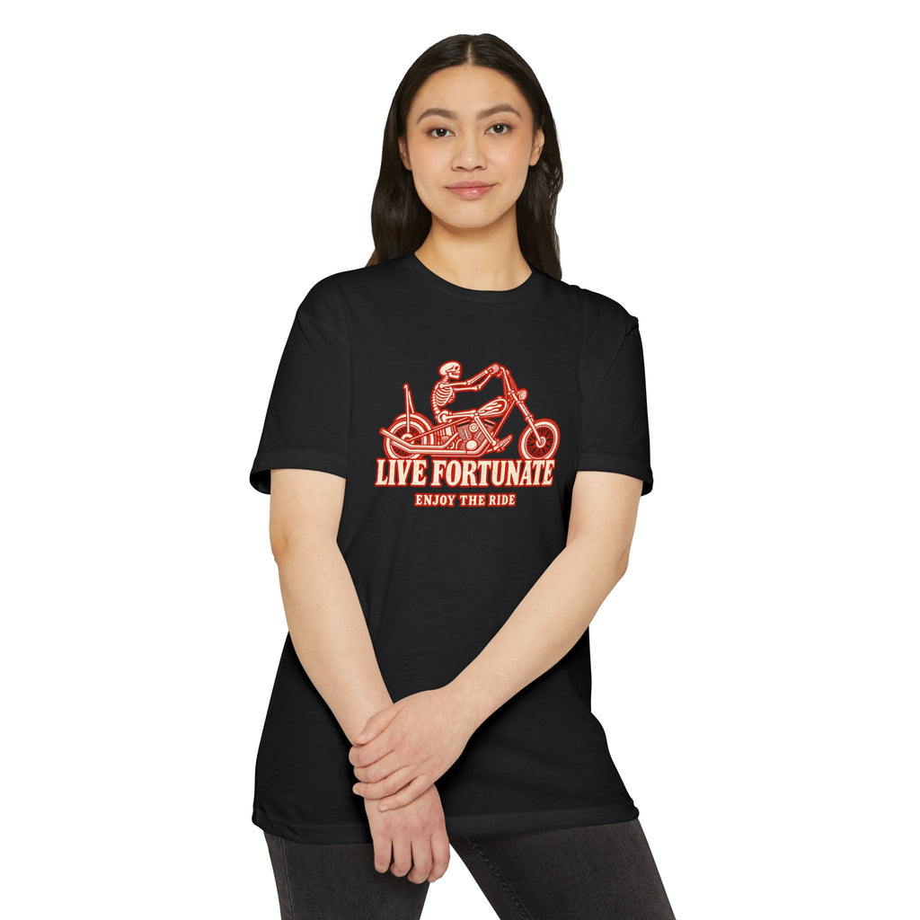 Live Fortunate Enjoy the Ride Skeleton Motorcycle Tee