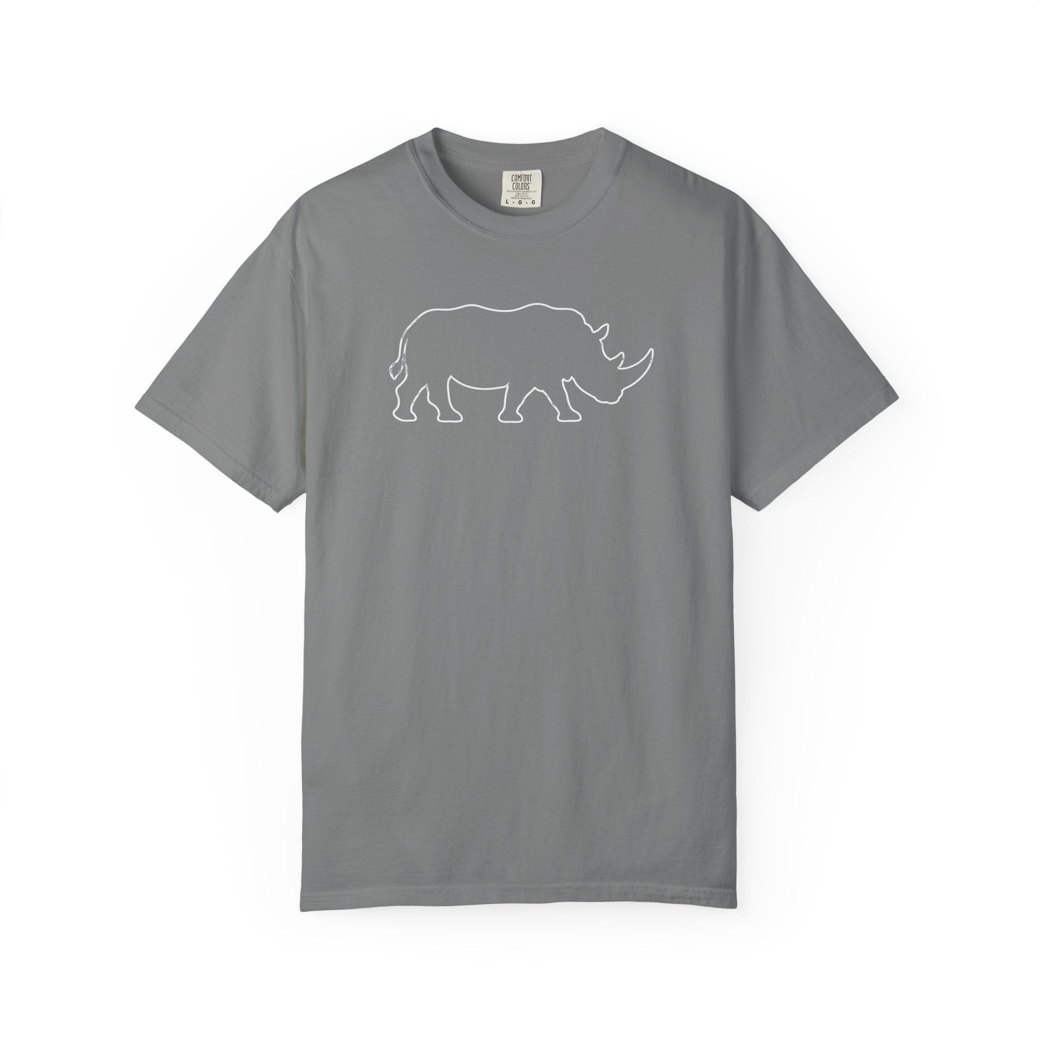 Rhino Outline T-Shirt — Minimal Wildlife Graphic Tee