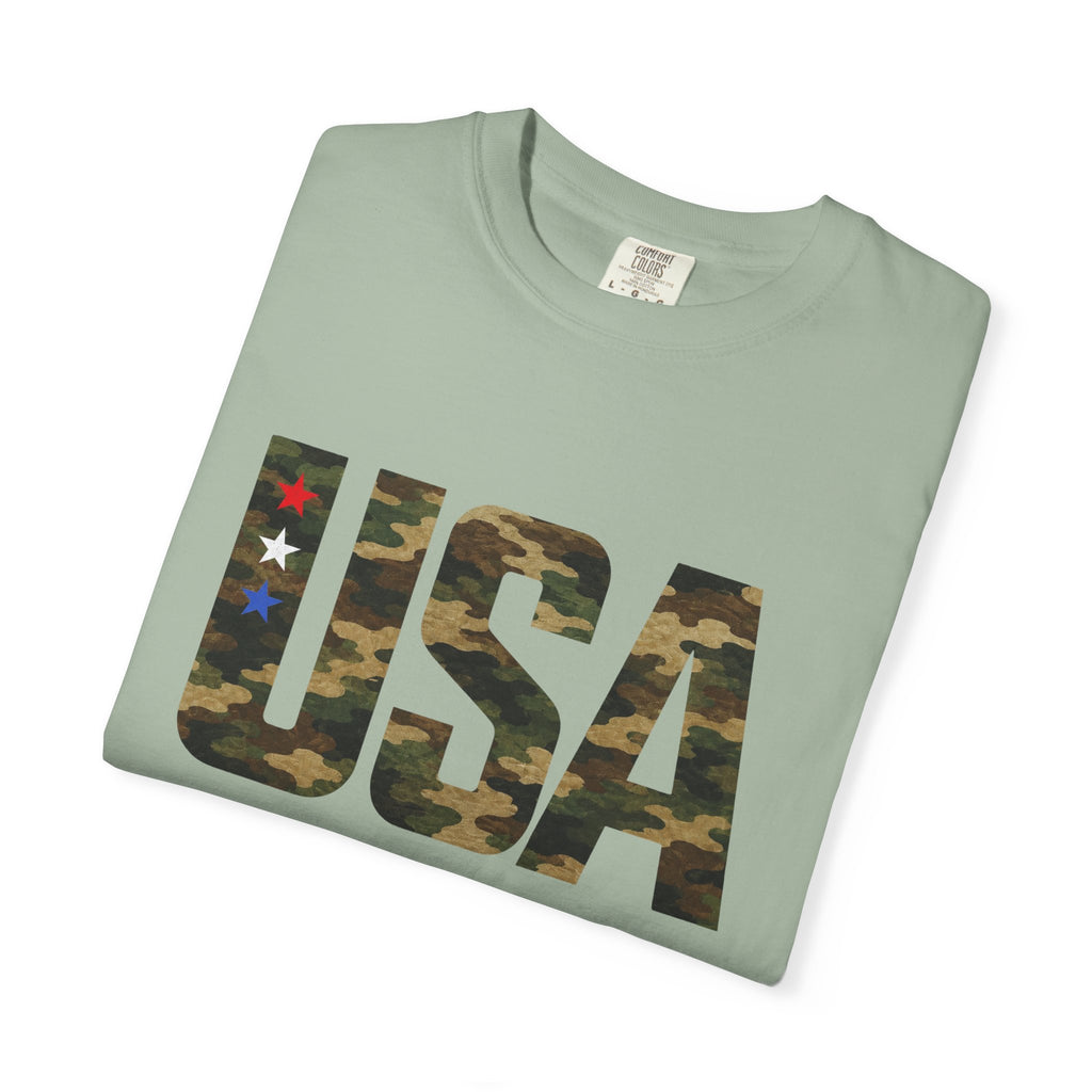 USA Camo Graphic T‑Shirt — Patriotic Military Style Tee