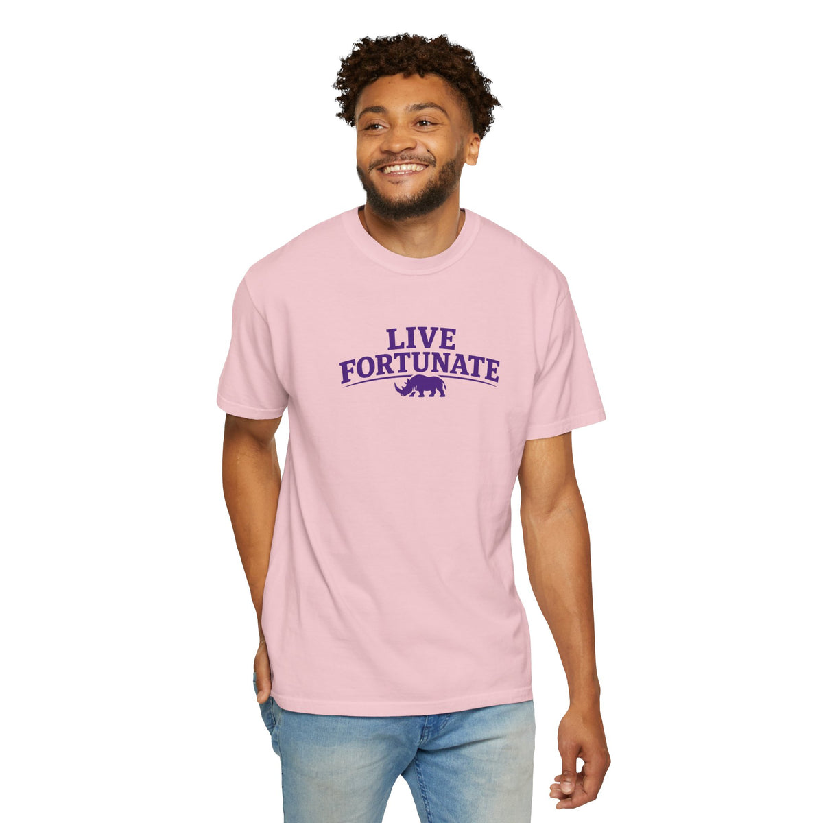 Live Fortunate Rhino Graphic T‑Shirt