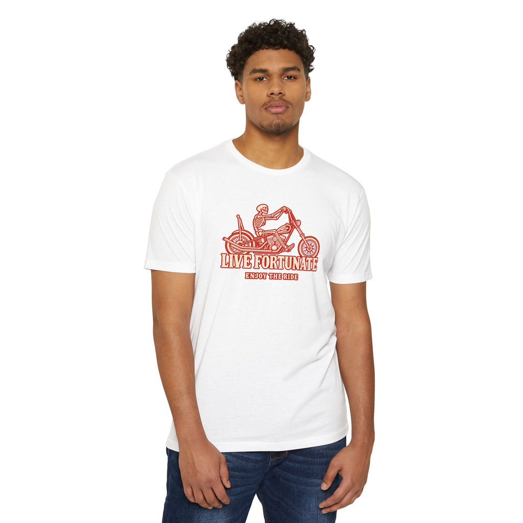 Live Fortunate Enjoy the Ride Skeleton Motorcycle Tee