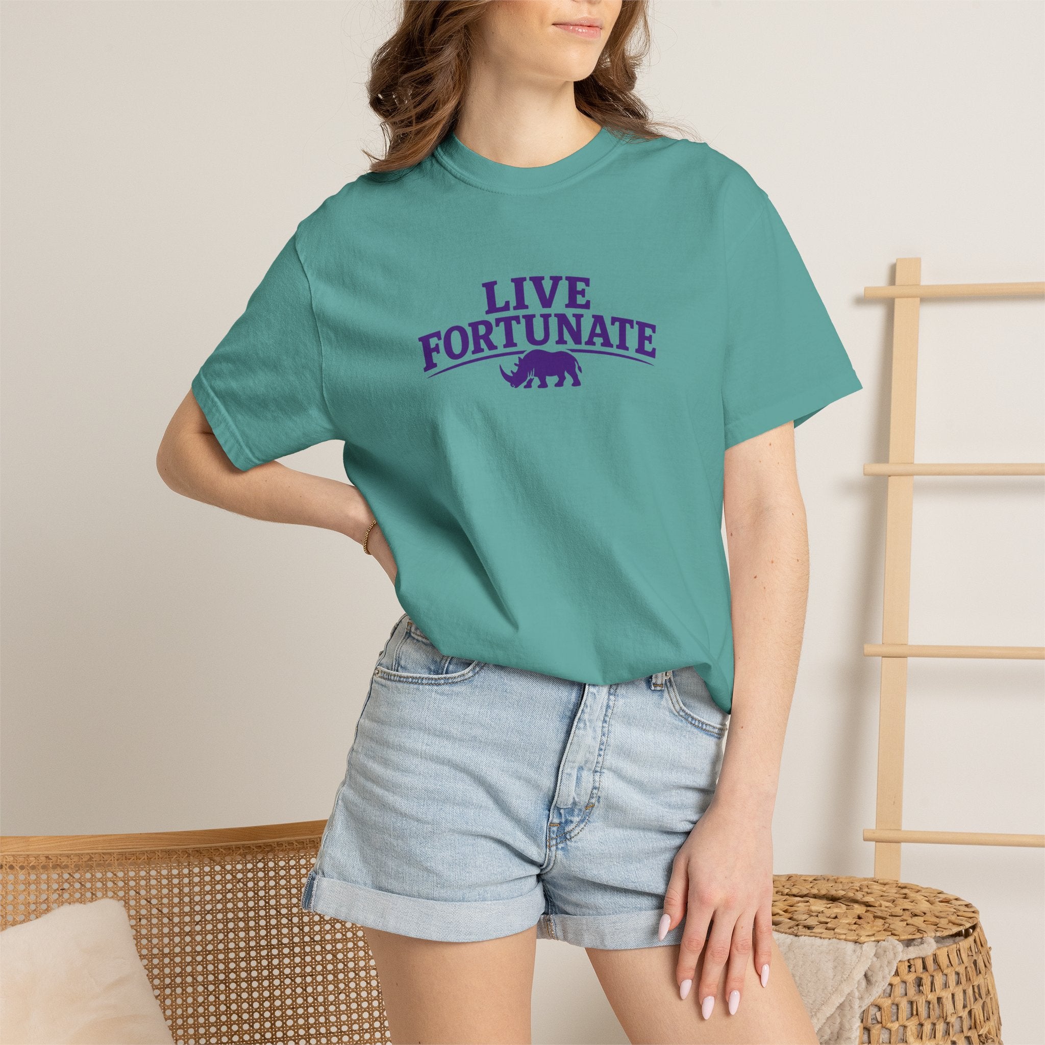 Live Fortunate Rhino Graphic T‑Shirt