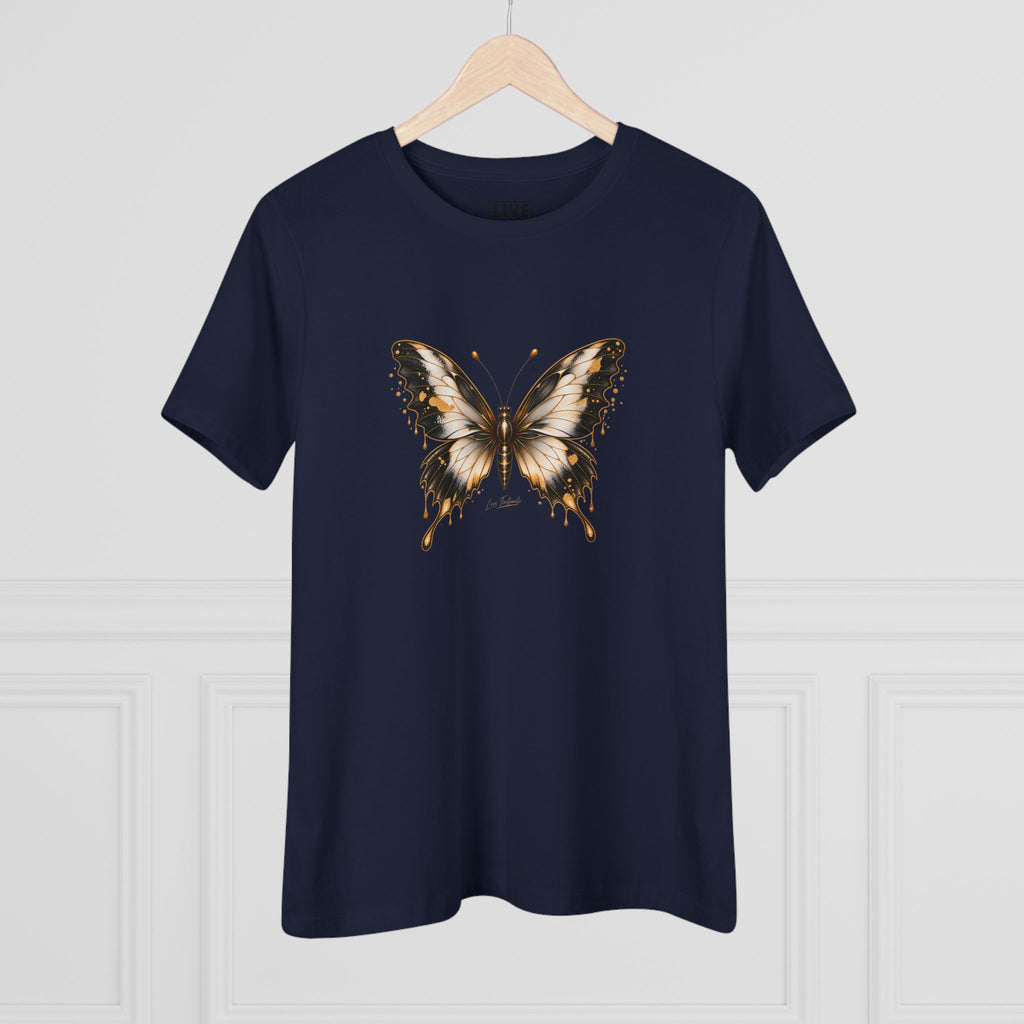 Butterfly Graphic Tee — Black/Antique White/Gold butterfly