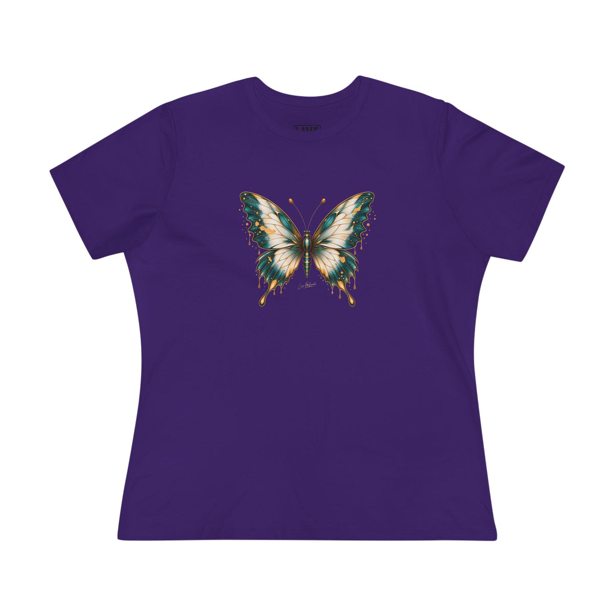 Butterfly Graphic Tee — Teal & Gold Vintage Butterfly Women's T-Shirt