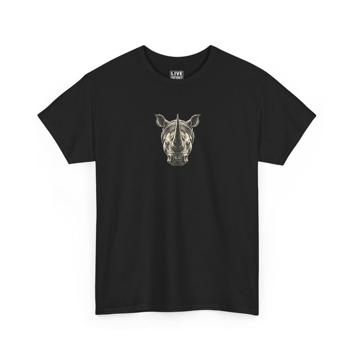 Rhino Mindset Men’s Front & Back Graphic T-Shirt | Live Fortunate