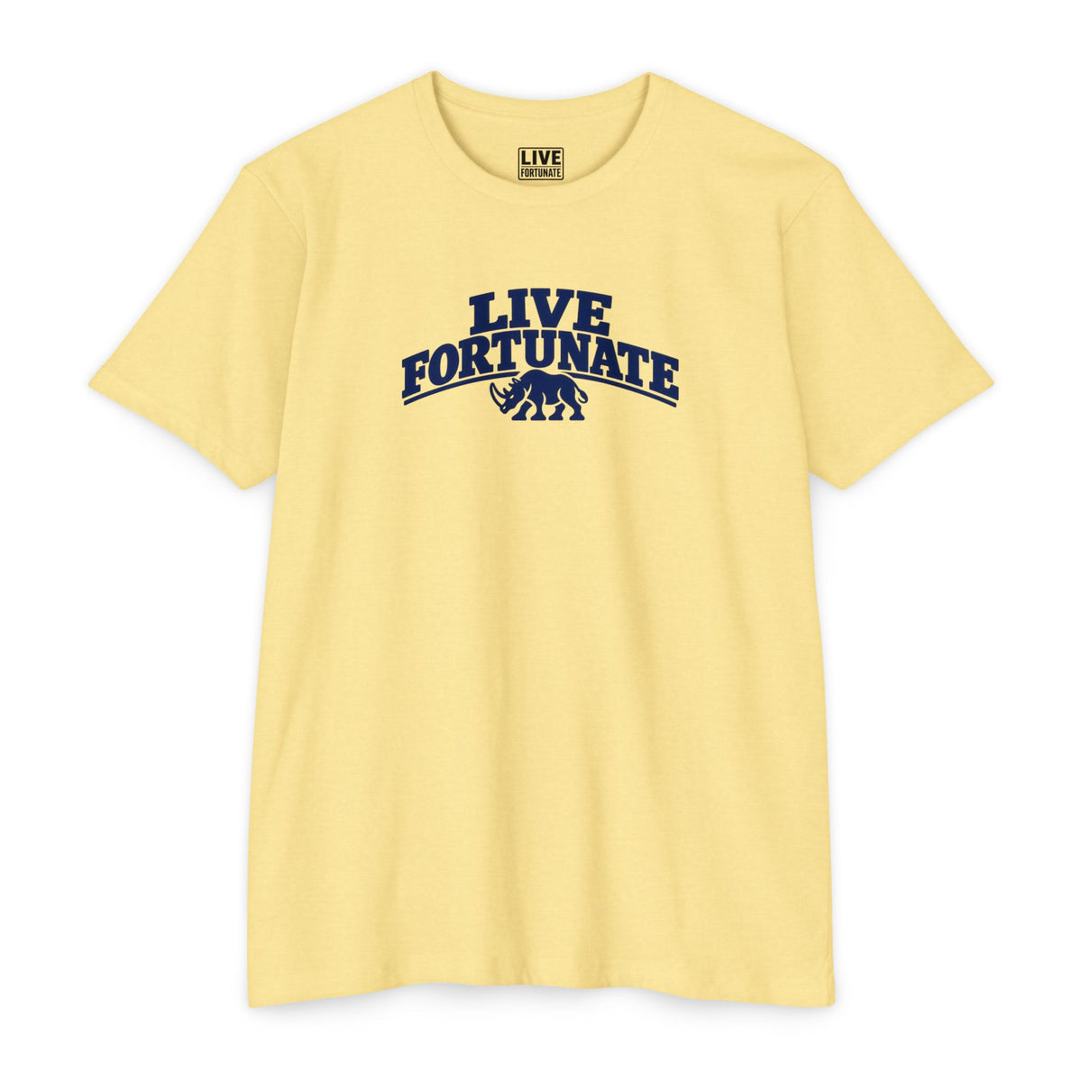 Live Fortunate Rhino Collegiate Tee | Premium Everyday T-Shirt