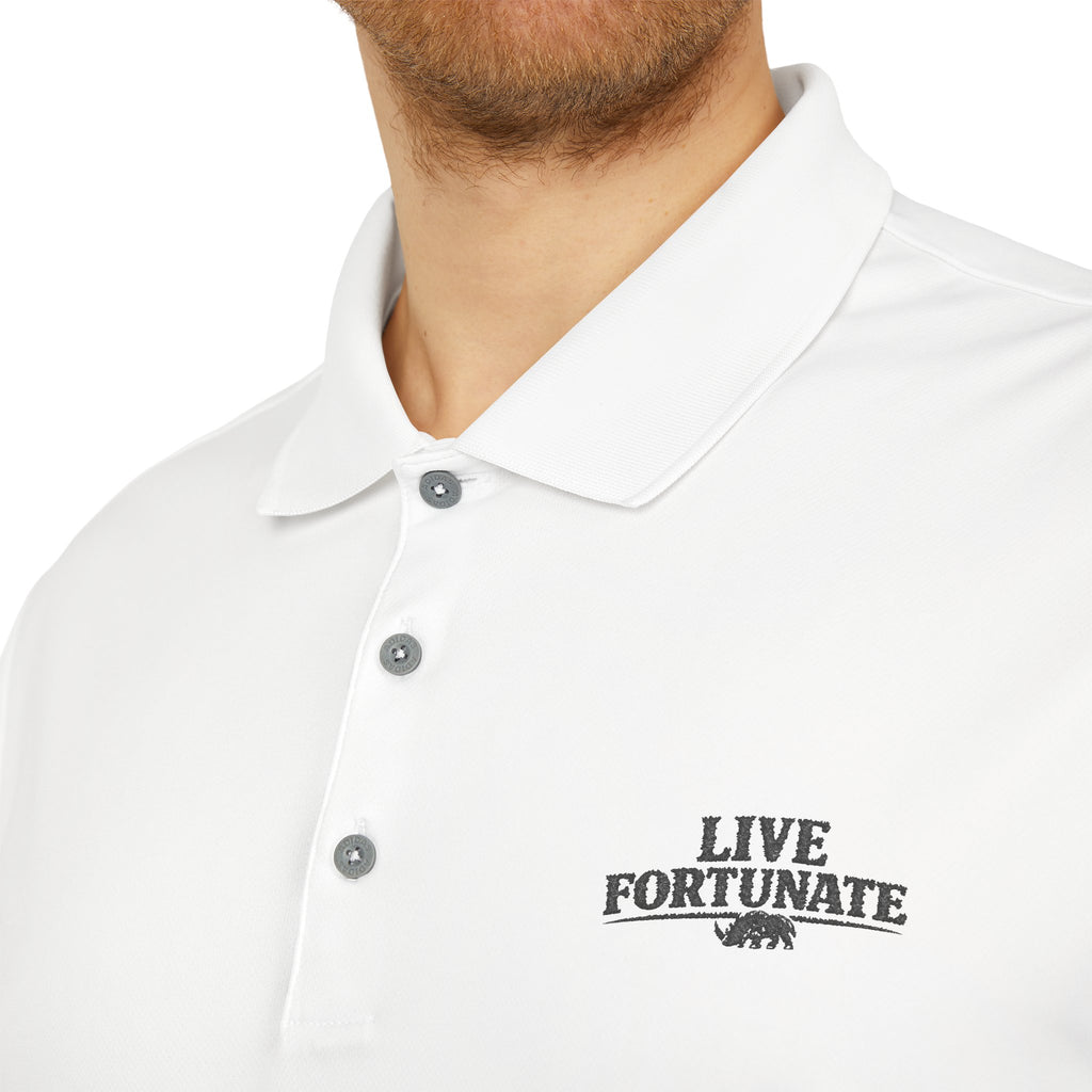 Live Fortunate Men’s Adidas Performance Polo – Embroidered Rhino Logo