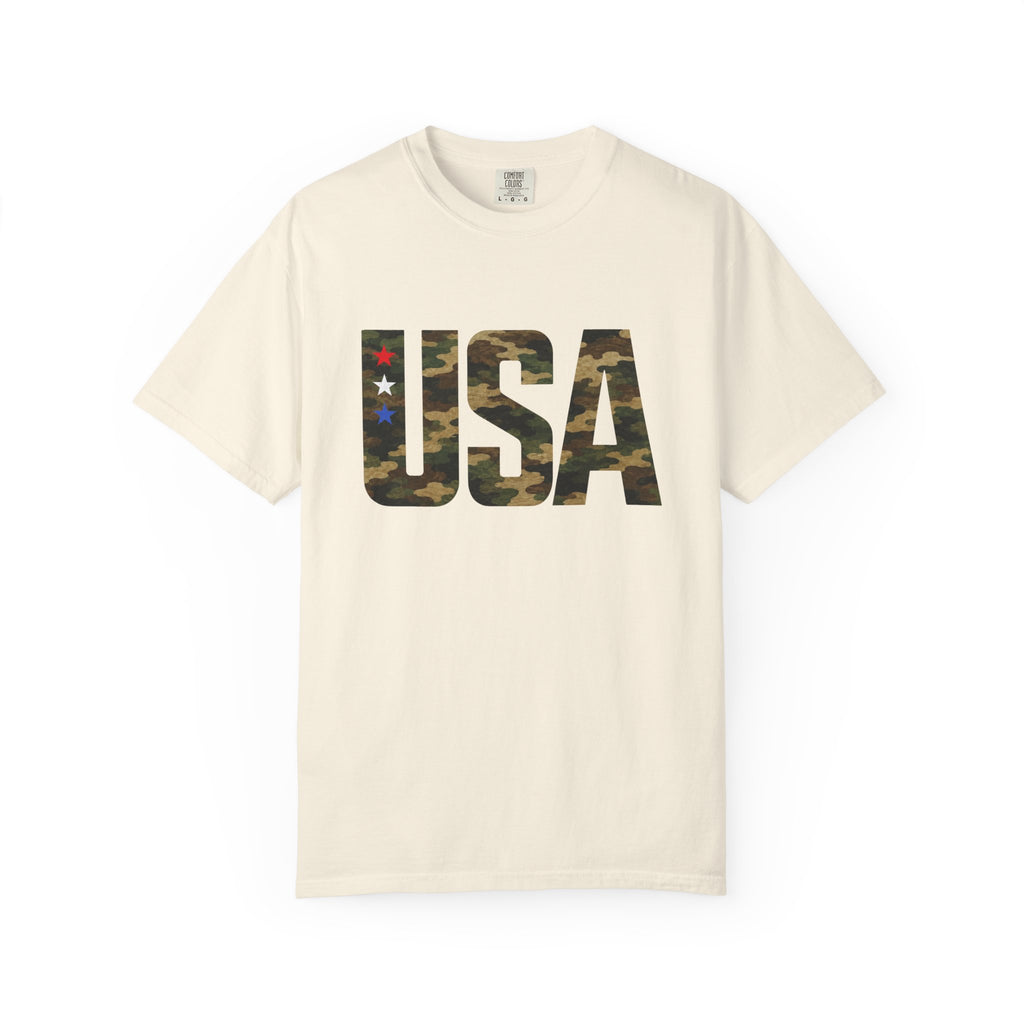 USA Camo Graphic T‑Shirt — Patriotic Military Style Tee