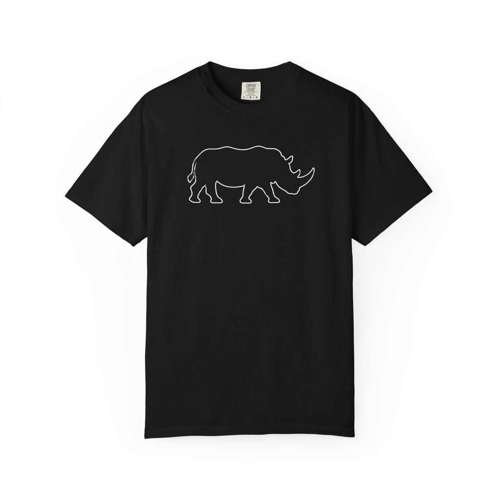 Rhino Outline T-Shirt — Minimal Wildlife Graphic Tee