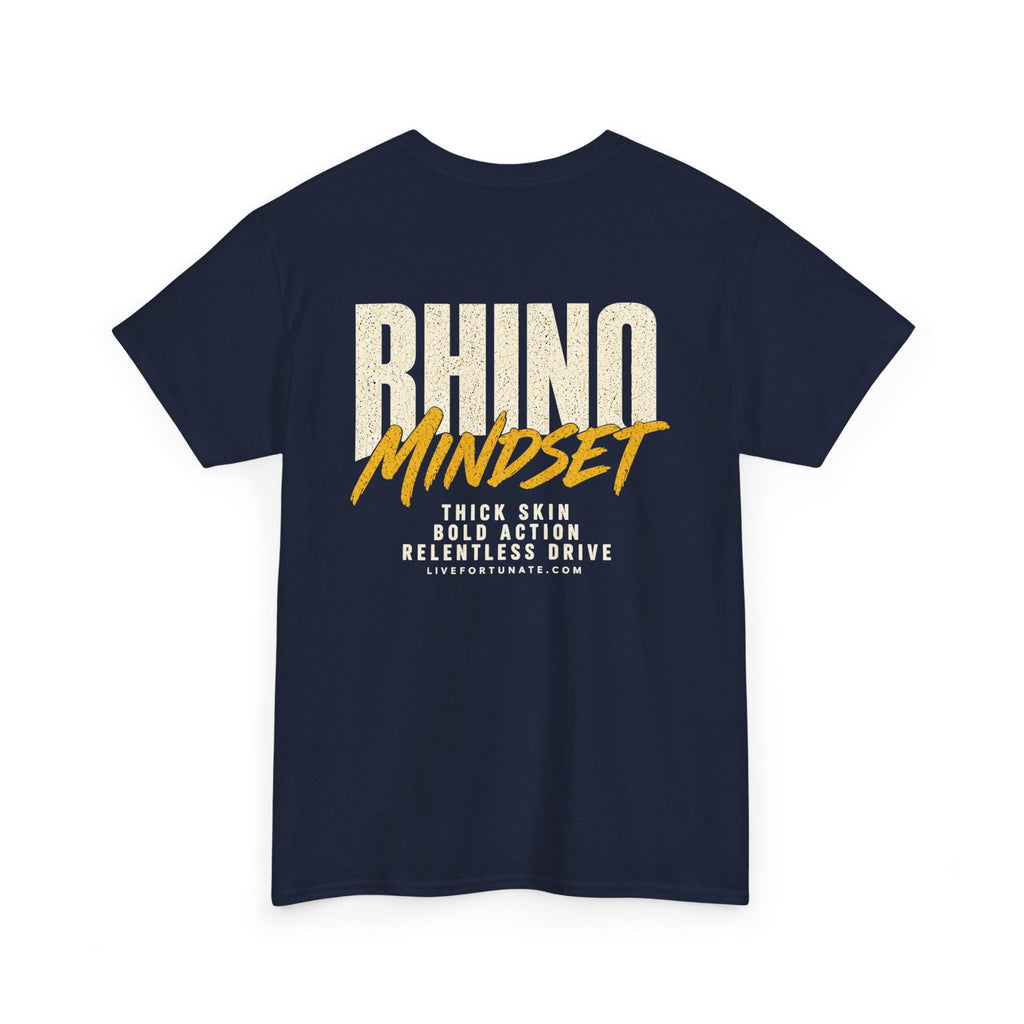 Rhino Mindset Men’s Front & Back Graphic T-Shirt | Live Fortunate