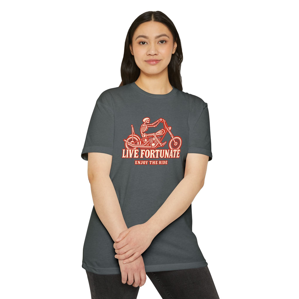 Live Fortunate Enjoy the Ride Skeleton Motorcycle Tee