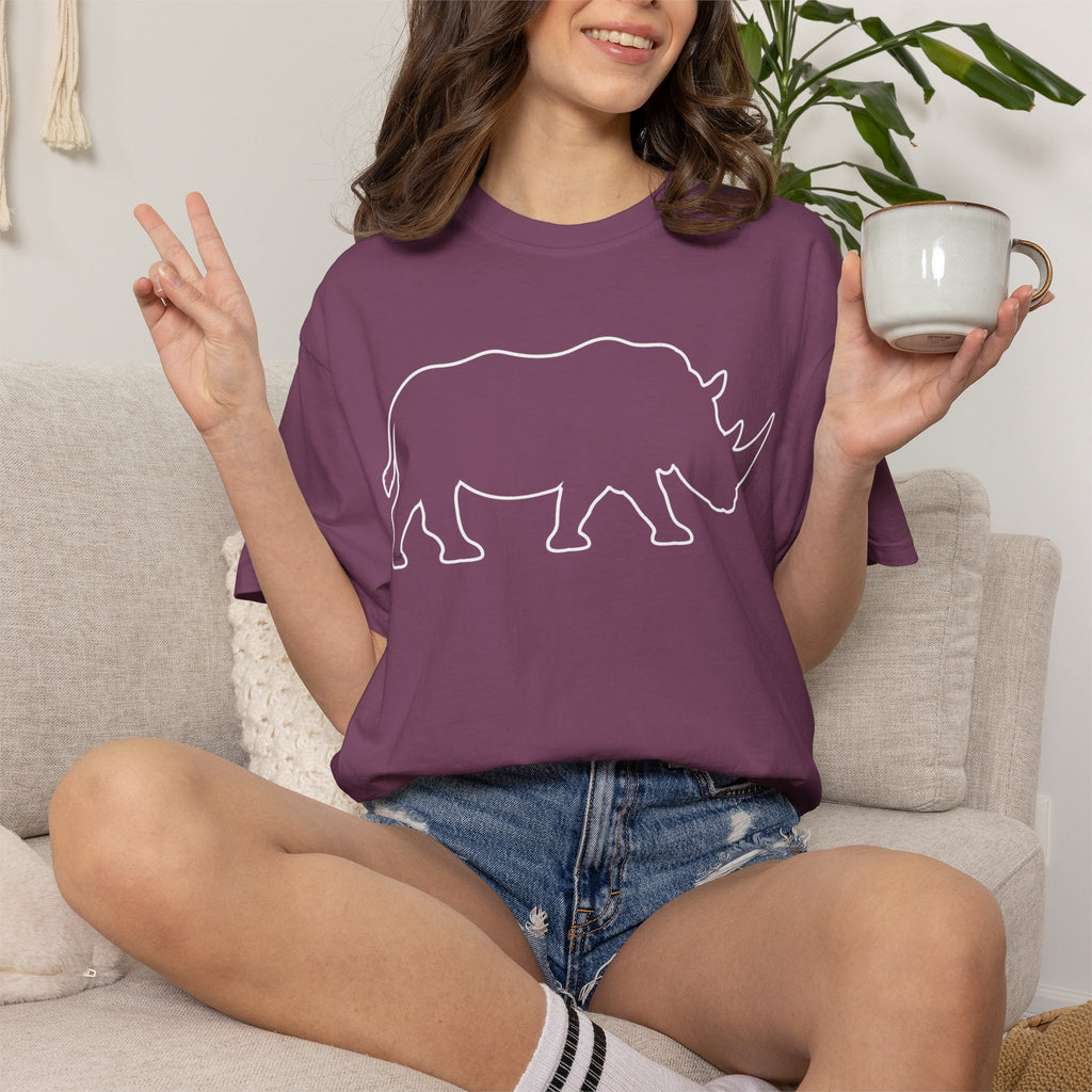 Rhino Outline T-Shirt — Minimal Wildlife Graphic Tee