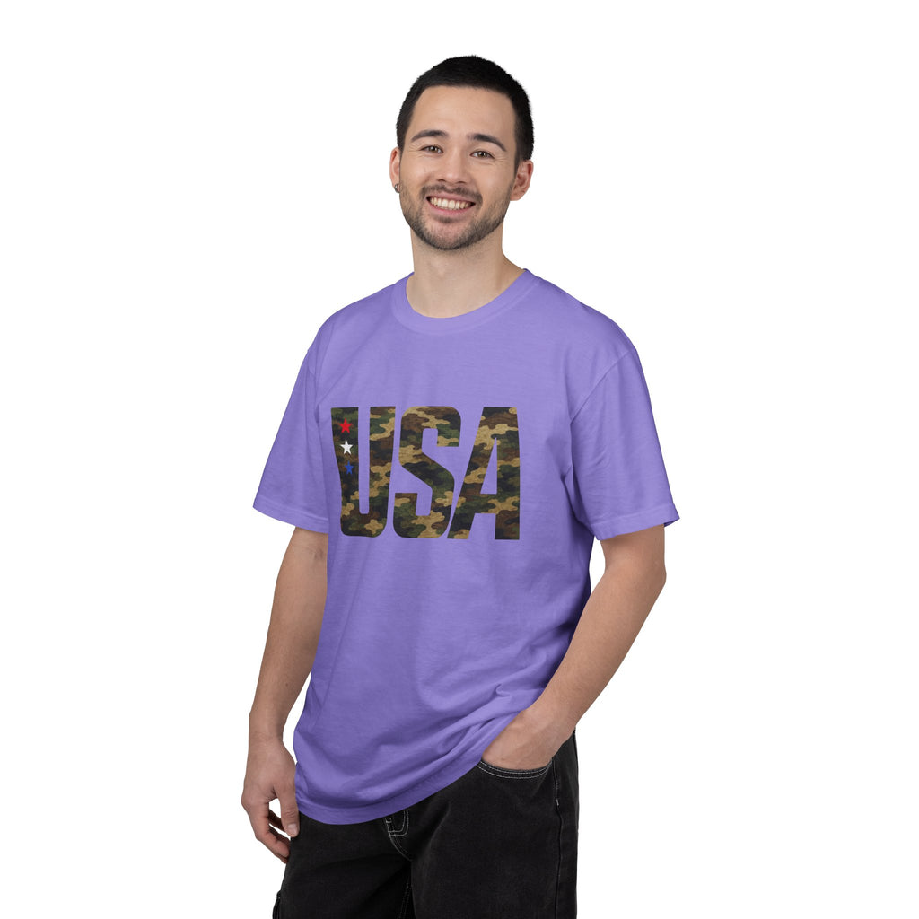 USA Camo Graphic T‑Shirt — Patriotic Military Style Tee