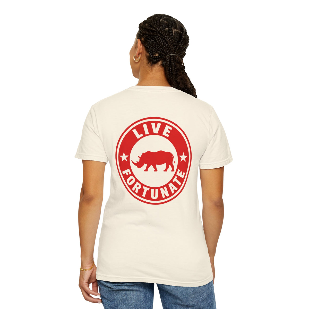 Live Fortunate Rhino T-Shirt — Red Rhino Logo Tee