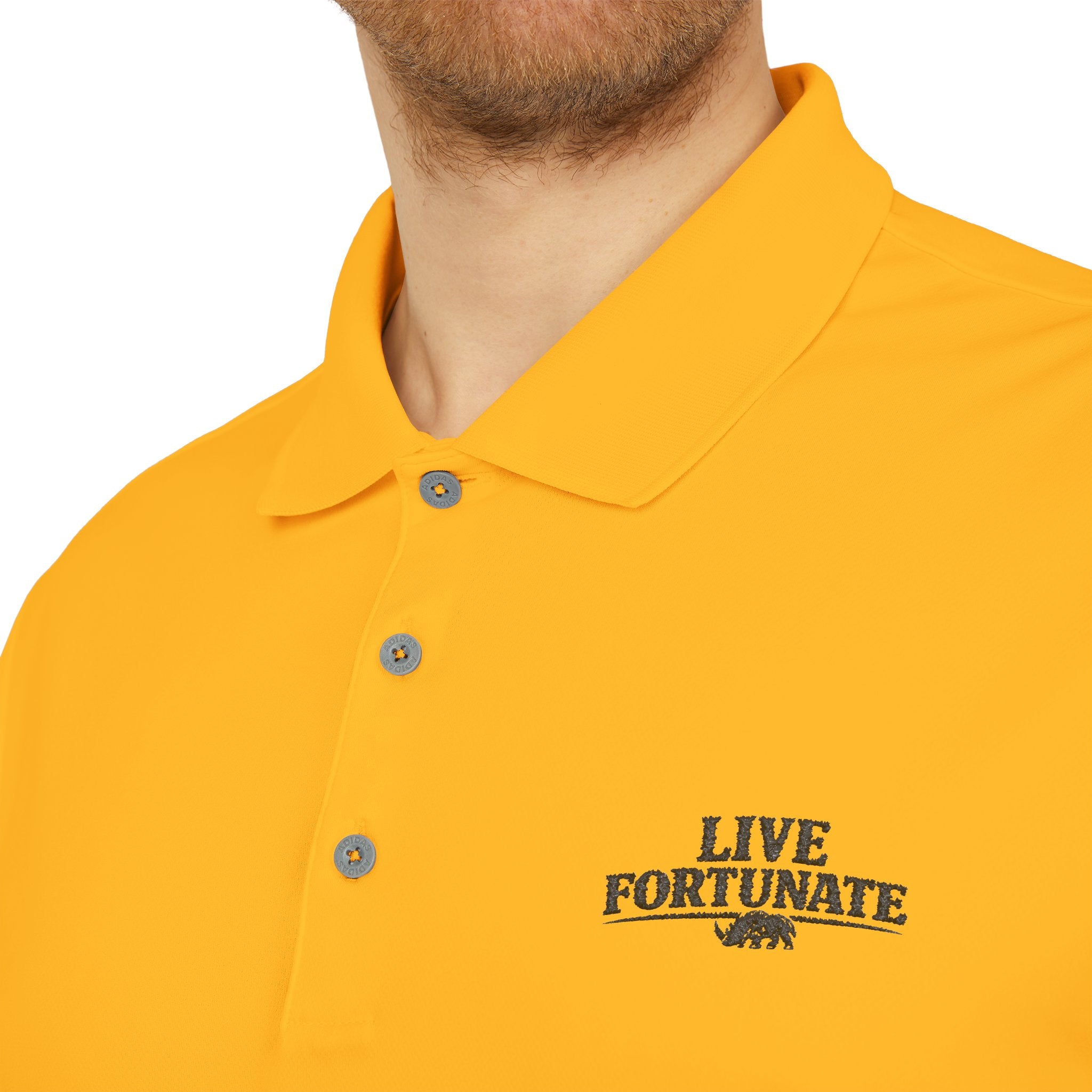 Live Fortunate Men’s Adidas Performance Polo – Embroidered Rhino Logo