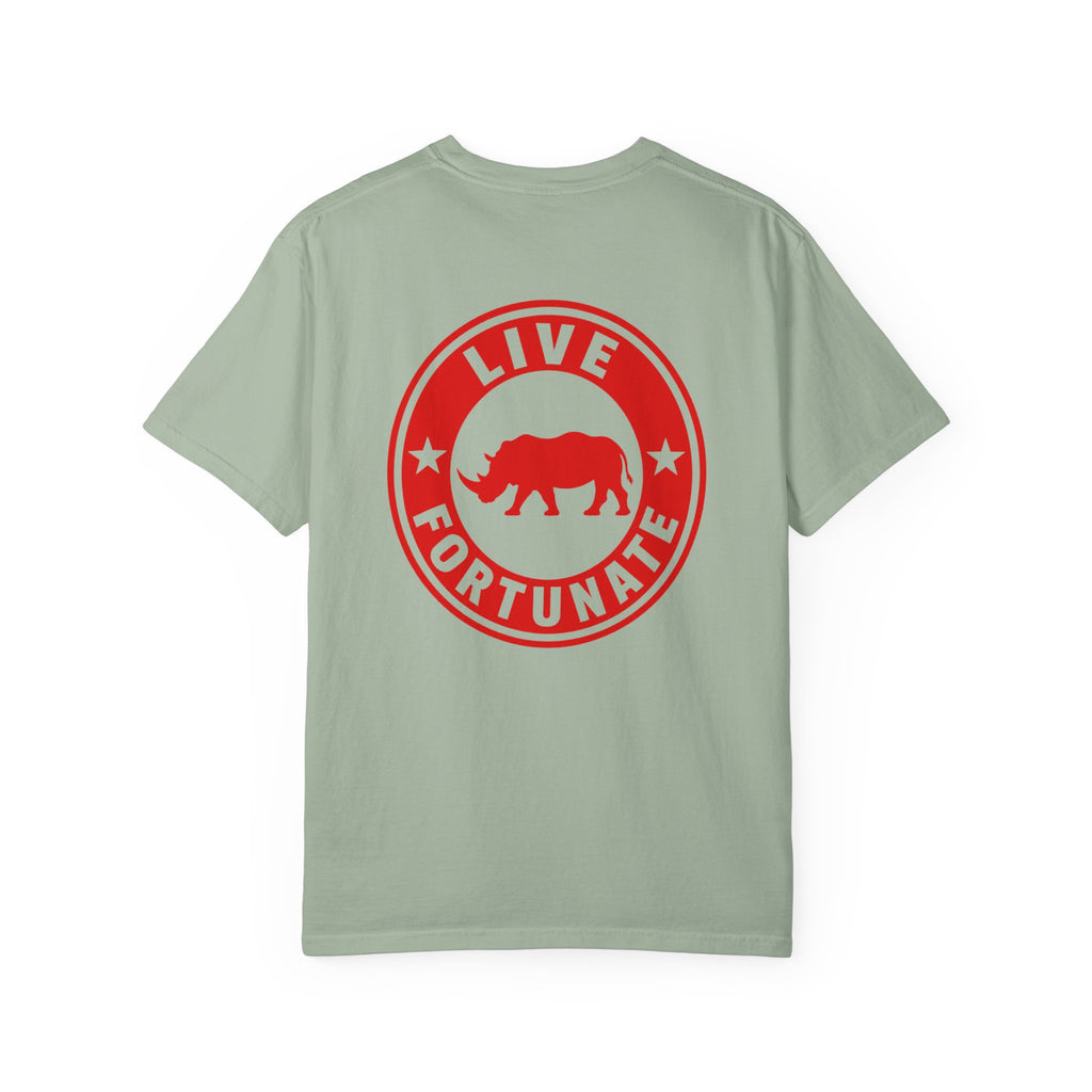 Live Fortunate Rhino T-Shirt — Red Rhino Logo Tee