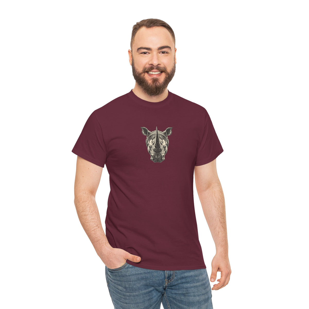 Rhino Mindset Men’s Front & Back Graphic T-Shirt | Live Fortunate