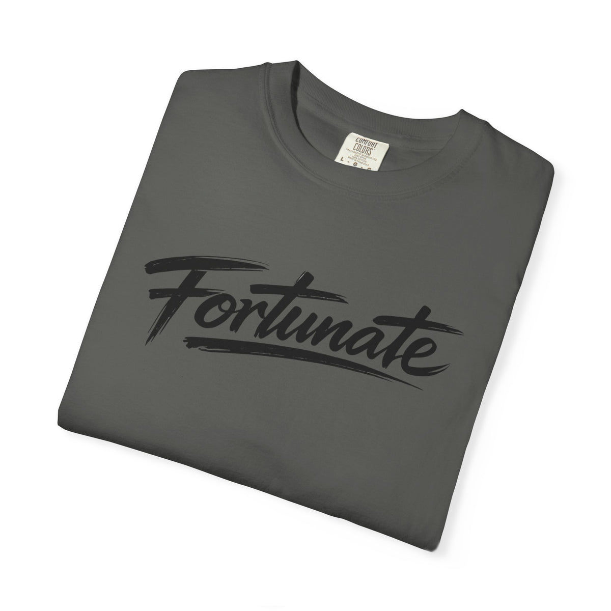 Fortunate Script T-Shirt — Casual Graphic Tee with 'Fortunate' Handwritten Logo