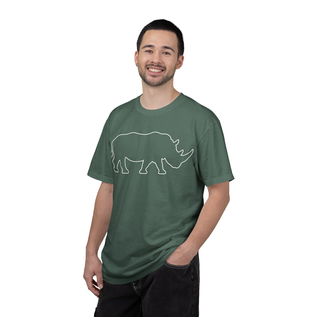 Rhino Outline T-Shirt — Minimal Wildlife Graphic Tee